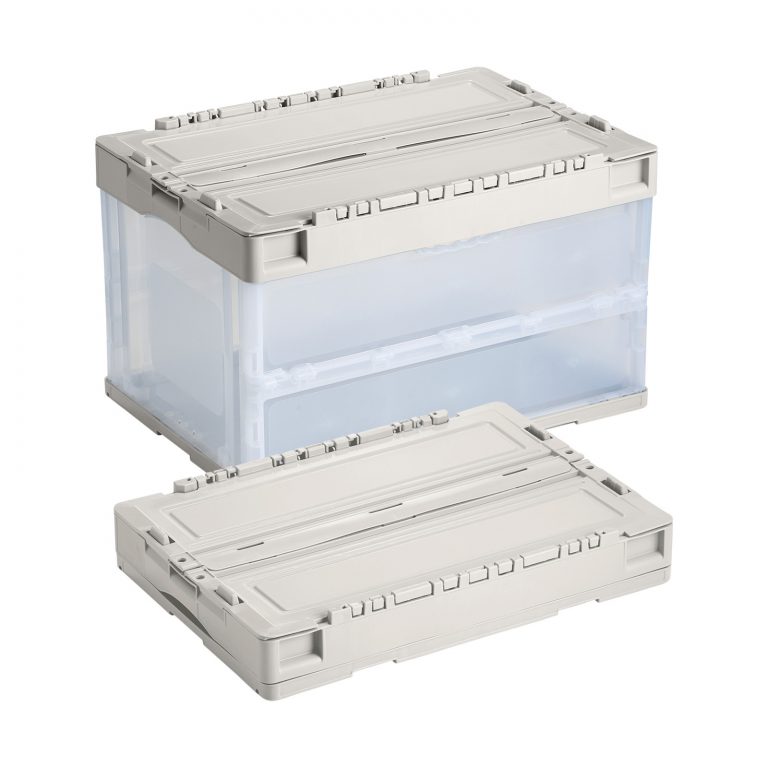 エンジェル折りコン５０蓋付き（ＣＳ－Ｓ５１ＮＲ）　グレージュ透明